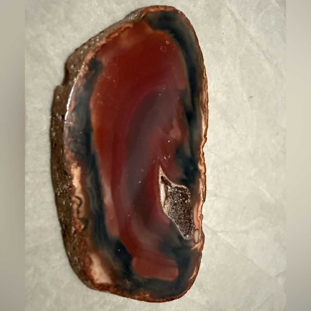 Polished Agate Slice – Natural Crystal Geode with Red & Black Bands - Picture 15 of 17